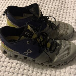 On Running Men's Shoes in Gray, Navy, and Yellow